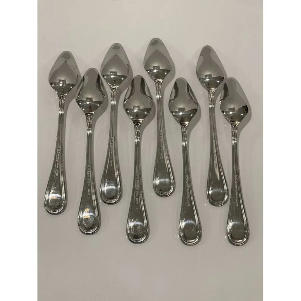 Set Of 8 Vintage Serrated edge citrus Oneida Stainless Steel Demitasse Spoons 4.